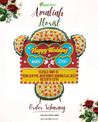 Karangan Papan Bunga Pernikahan di Selacau